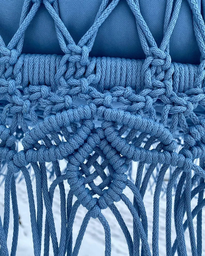 Blue Macrame Swing Chair For Adults 40 inches - Leechoo